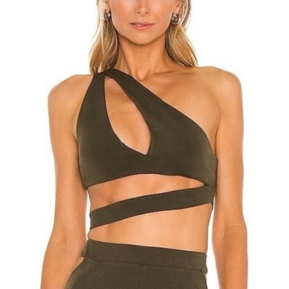 Michael Costello x REVOLVE Mateo Crop Top in Dark Green Size: Small - Picture 1 of 7